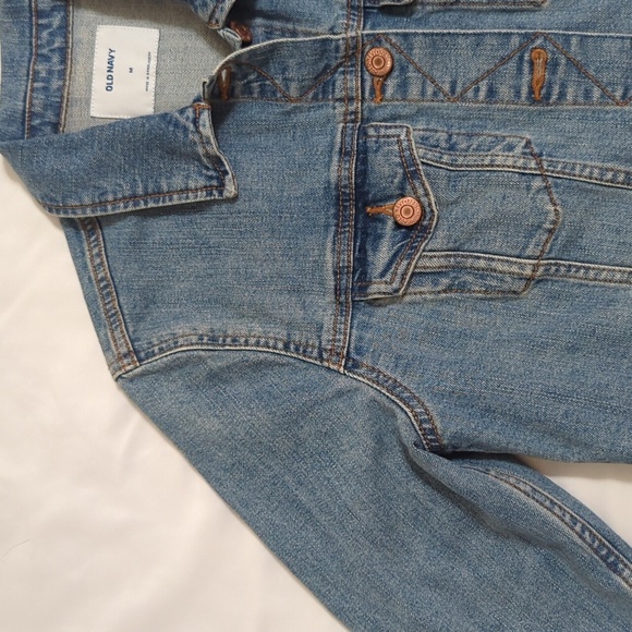 Old Navy MODIFIED Raw Hem Denim Trucker Jacket, Color Blue Size M - Picture 4 of 15